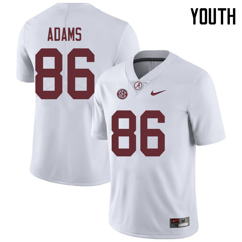 Youth #86 Connor Adams Alabama Crimson Tide College Football Jerseys Sale-White